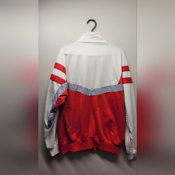 Mens vintage Large Adidas zipper sweater polyester long sleeve classic red white - Picture 7 of 9